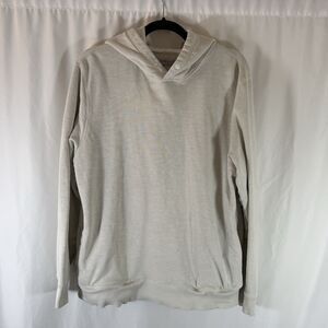 OuterKnown Hoodie Men's Large White Pockets Snap Neck Pullover Hooded